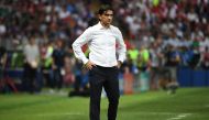 :Croatia's coach Zlatko Dalic looks on during the Russia 2018 World Cup final football match between France and Croatia at the Luzhniki Stadium in Moscow on July 15, 2018. AFP / FRANCK FIFE 