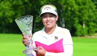 Thidapa Suwannapura of Thailand poses with the trophy after winning the Marathon Classic Presented By Owens Corning And O-I at Highland Meadows Golf Club on July 15, 2018 in Sylvania, Ohio. Matt Sullivan/Getty Images/AFP