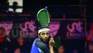 Abdullah Al Tamimi in action during the Malaysian Open at the National Squash Centre in Bukit Jalil. 