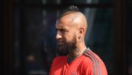 Bayern Munich's Chilean midfielder Arturo Vidal arrives for a team trainings session of the German first division Bundesliga team FC Bayern Munich in the team trainings camp in Rottach-Eger, southern Germany, on August 3, 2018. / AFP / Christof STACHE 