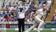 England's bowler Ben Stokes celebrates taking the wicket of India's Mohammed Shami during play on the fourth day of the first Test cricket match between England and India at Edgbaston in Birmingham, central England on August 4, 2018. (AFP / ADRIAN DENNIS)