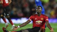 Manchester United's French midfielder Paul Pogba gestures during the English Premier League football match between Manchester United and Leicester City at Old Trafford in Manchester, north west England, on August 10, 2018. (AFP / Oli SCARFF)