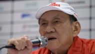 This file photo taken on August 22, 2018 shows tobacco and banking multi-billionaire Michael Bambang Hartono, 78, who is competing in bridge for Indonesia at the 2018 Asian Games, speaking at a press conference at the Jakarta International Expo in Jakarta