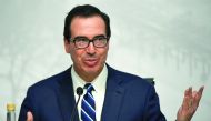  In this file photo taken on July 22, 2018 US Secretary of the Treasury Steven Mnuchin, gestures during a press conference in Buenos Aires, at the end of the G20 Finance Ministers and Central Bank Governors meeting.  AFP / Eitan Abramovich