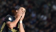 Juventus' Portuguese forward Cristiano Ronaldo reacts during the Italian Serie A football match Parma vs Juventus on September 1, 2018 at Ennio Tardini stadium in Parma. / AFP / Andreas SOLARO
