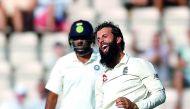England's Moeen Ali celebrates the wicket of India's Ajinkya Rahane. Action Images via Reuters/Paul Childs