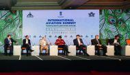 The dignitaries at the summit in New Delhi.