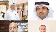 CLOCKWISE FROM TOP: Nasser H Al Ansari, JRE Chairman; Dr Abdulbasit Al Shaibei, CEO of QIIB; Joseph Abraham, Commercial Bank Group CEO, and Dr R Seetharaman, Group CEO, Doha Bank.