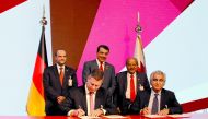 The officials at the Qatar-Germany Business and Investment Forum held in Berlin. 