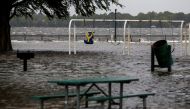 The Union Point Park Complex is seen flooded as the Hurricane Florence comes ashore in New Bern, North Carolina, September 13, 2018. Reuters/Eduardo Munoz