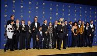 Cast and crew of Outstanding Drama Series winner 'Game of Thrones' pose in the press room during the 70th Emmy Awards at Microsoft Theater on September 17, 2018 in Los Angeles, California. Frazer Harrison/Getty Images/AFP