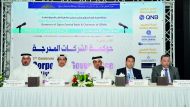 FROM LEFT: Mubarak Abdullah Al Sulaiti, Chairman, Al Sulaiti Law Firm; Salem Al Naimi, AGM, Public Relations, Group Communications, QNB; Ahmad S Sultan, Director, PR and Communications, QFCA; George Wakim, Group Legal Manager, Group Official Spokesman, Qa