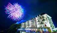 A distant view of Burgenstock Resort during the opening celebrations, yesterday. 