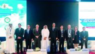 H E Dr Mohammed bin Saleh Al Sada (fifth left), Minister of Energy and Industry, with other officials at the four-day Arab Energy Conference being held in Marrakech, Morocco, yesterday.