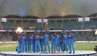 Indian Cricket team celebrates after won during the final one day international (ODI) Asia Cup cricket match between Bangladesh and India at the Dubai International Cricket Stadium in Dubai on September 28, 2018. / AFP / ISHARA S. KODIKARA