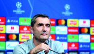 Barcelona coach Ernesto Valverde during the press conference. Action Images/Reuters/Andrew Couldridge