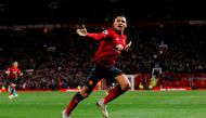 Manchester United's Alexis Sanchez celebrates scoring their third goal REUTERS/Phil Noble EDITORIAL