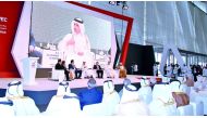 Minister of Finance H E Ali Shareef Al Emadi (centre) addressing at the Cooperation panel discussion on ‘Leading to Sustainable Economic Growth with Qatari Partners’ during the opening of International Product Exhibition and Conference (IPEC 2018), at the
