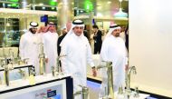 Qatar Chamber Chairman Sheikh Khalifa bin Jassim Al Thani  and other officials of Al Amondi Group at the inauguration ceremony, yesterday.