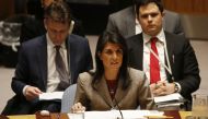 Nikki Haley speaks during a UN Security Council meeting that discussed chemical weapons in Syria at the United Nations headquarters in New York on January 23, 2018. (Mohammed Elshamy / Anadolu Agency) 