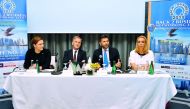 Hans-Udo Muzel (second left), German Ambassador to Qatar; Pasquale Salzano (second right), Italian Ambassador to Qatar; Kathrin Lemke (left), Representative of German Chamber of Commerce (AHK); and Palma Libotte, Chairperson Italian Chamber of Commerce in