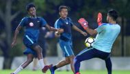 Qatari under-19 players taking part in a practice session on the eve of their AFC U-19 Championship match against hosts Indonesia in Jakarta yesterday.