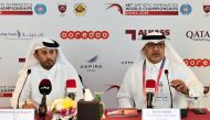 Ali Al Hitmi, Executive Manager of the Local Organising Committee of Doha 2018 and Mohammed Al Suwaidi, CEO of Aspire during a press conference, yesterday. 