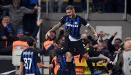 Inter Milan's Mauro Icardi celebrates scoring their first goal REUTERS/Alberto Lingria