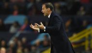 Juventus' manager Massimiliano Allegri gestures on the touchline during the Champions League group H football match between Manchester United and Juventus at Old Trafford in Manchester, north west England, on October 23, 2018. (AFP / Oli SCARFF)