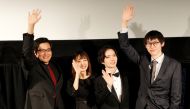 Director Kensei Takahashi (R) and cast members from 