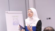 Maha Elnashar of WCM-Q leading a session on a course designed to help health professionals develop enhanced emotional intelligence skills.