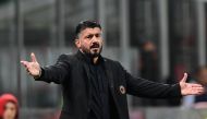 AC Milan's Italian coach Gennaro Gattuso gestures and shouts during the Italian Serie A football match between AC Milan and Genoa at the San Siro stadium in Milan, on October 31, 2018. / AFP / Miguel MEDINA