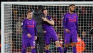  Liverpool's Xherdan Shaqiri, manager Juergen Klopp, James Milner and Joe Gomez after the match REUTERS/David Klein 