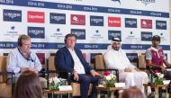 The Founder and President of LGCT Jan Tops (second left) can be seen during a press conference in Doha on Tuesday. 