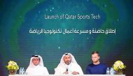 Ibrahim Al Mannai (centre), Executive Director of Advisory and Incubation at QDB, addressing the media.