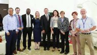 Dr  Helen Currie (fourth right), Chief Economist at ConocoPhillips, with HBKU faculty members and other officials.