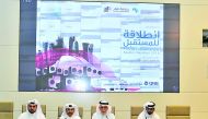 Dr. Darwish Al Emadi (second right), Chief Strategy & Development Officer of Qatar University, along with other officials addressing the press conference.