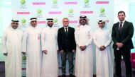 Yousuf Abdulla Al Kubaisi (second left), Chief Operating Officer, Ooredoo, Sheikh Nasser bin Hamad bin Nasser Al Thani, Chief Business Officer, Ooredoo, and other executives, after the signing ceremony in Doha yesterday.