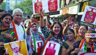 Women shout slogans during a protest, organised by the members of the All India Mahila Congress, against a price hike in cooking gas and electricity in Mumbai, India, November 30, 2018. Reuters/Francis Mascarenhas