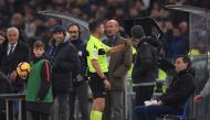 FILE PHOTO: Referee Gianluca Rocchi consults VAR before awarding Roma a penalty at Stadio Olimpico, Rome, Italy - Dec 2, 2018. REUTERS/Alberto Lingria