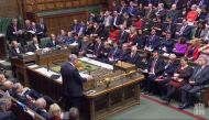A video grab from footage broadcast by the UK Parliament's Parliamentary Recording Unit (PRU) shows Britain's Attorney General Geoffrey Cox as he stands and delivers a statement on the Government's legal position on the Withdrawal Agreement, in the House 