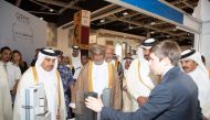 Minister of Commerce and Industry H E Ali bin Ahmed Al Kuwari,  First Vice-Chairman of Qatar Chamber, Mohamed bin Towar Al Kuwari, and other dignitaries at the Made in Qatar exhibition in Oman yesterday.