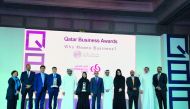 The Commercial Bank team, led by Joseph Abraham, Group Chief Executive Officer, after receiving the award.