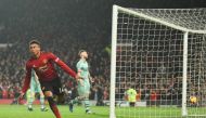 Manchester United's English midfielder Jesse Lingard celebrates scoring their second goal to equalise 2-2 during the English Premier League football match between Manchester United and Arsenal at Old Trafford in Manchester, north west England, on December