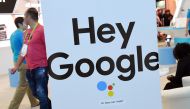 (FILES) In this file photo taken on January 9, 2018 a sign for the Google Assistant is displayed during CES 2018 at the Sands Expo and Convention Center in Las Vegas, Nevada. AFP / GETTY IMAGES NORTH AMERICA / Ethan Miller