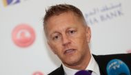 Heimir Hallgrimsson, Iceland's former football coach, speaks at a press conference after signing a renewable contract with the Qatari al-Arabi team in Doha, on December 11, 2018. AFP / KARIM JAAFAR
