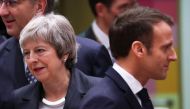 Britain's Prime Minister Theresa May and French President Emmanuel Macron take part in a European Union leaders summit in Brussels, Belgium December 13, 2018. Reuters/Yves Herman