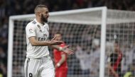 Karim Benzema of Real Madrid celebrates his goal during the Spanish League La Liga football match between Real Madrid and Rayo Vallecano at the Santiago Bernabeu stadium in Madrid, Spain on December 15, 2018. Burak Akbulut - Anadolu