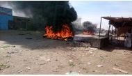 A bonfire is lit along the street during protests against price increases in Atbara, Sudan on December 20, 2018. (REUTERS/El tayeb Siddig)