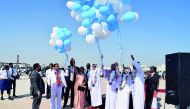 The officials mark the construction ceremony of the Stafford Sri Lankan School Doha. They include the Under-Secretary at the Ministry of Education and Higher Education, Dr Ibrahim bin Saleh bin Khalifa Al Nuaimi; Chief of Protocol at the Ministry of Forei